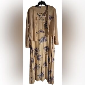 Vintage Plus Size Women’s spring floral dress with cardigan size 16 pre-owned